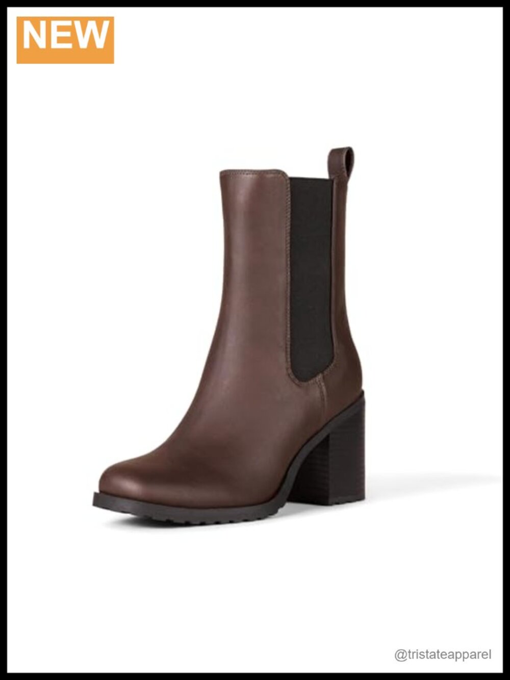 Women's Mid Calf Heeled Chelsea Boots Faux Nubuck Slip On Lug Sole